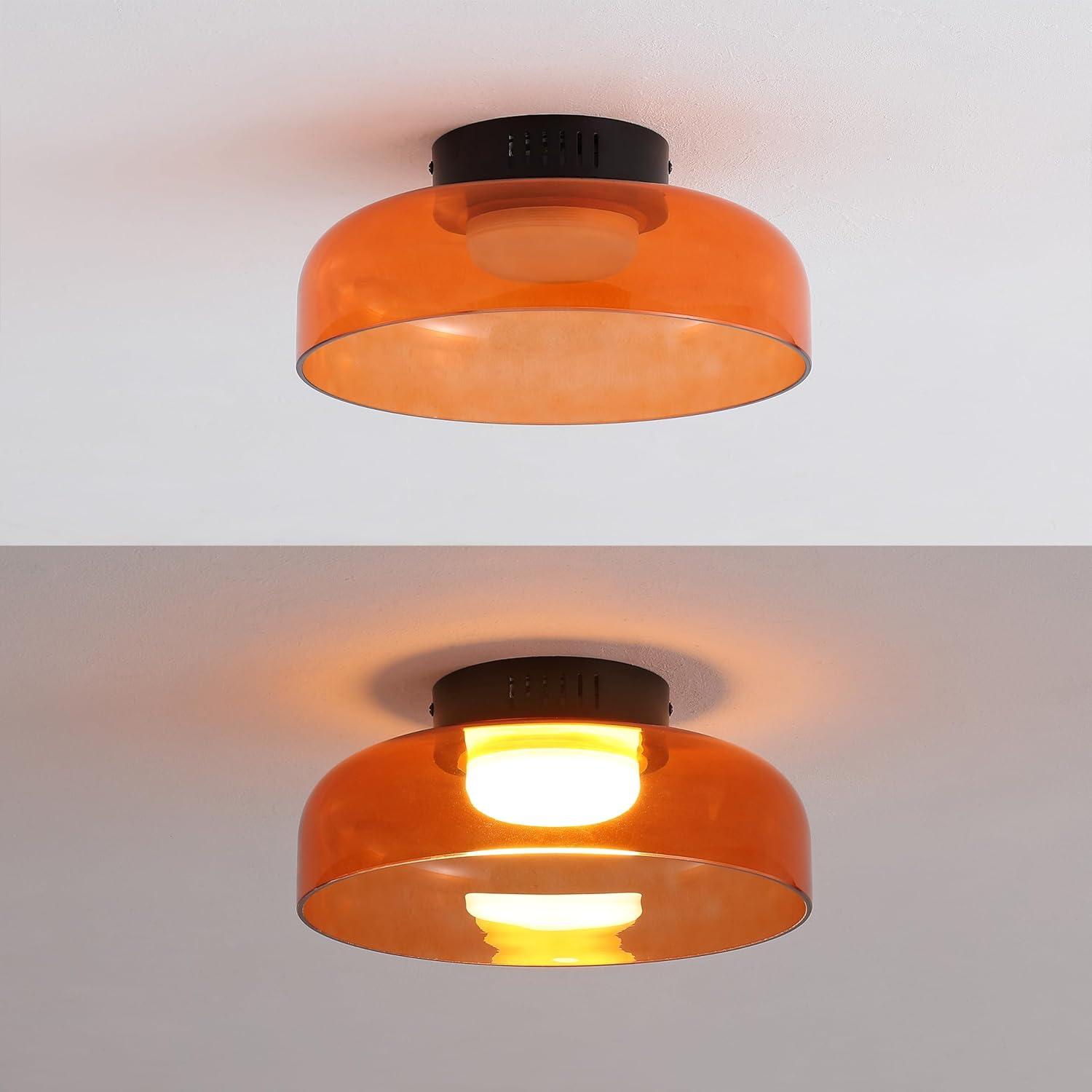 imageJONATHAN Y JYL7153B Kalmar 12quot Modern Minimalist IronGlass Dimmable Integrated LED Flush Mount Contemporary Transitional Industrial Bedroom Living Room Dining Room Kitchen GreenBlackOrange