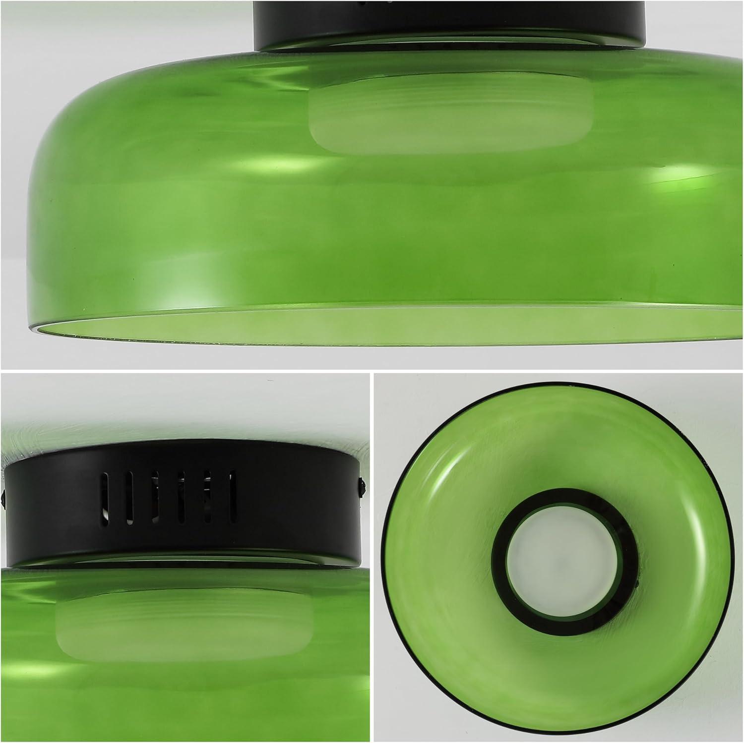 imageJONATHAN Y JYL7153B Kalmar 12quot Modern Minimalist IronGlass Dimmable Integrated LED Flush Mount Contemporary Transitional Industrial Bedroom Living Room Dining Room Kitchen GreenBlackGreen