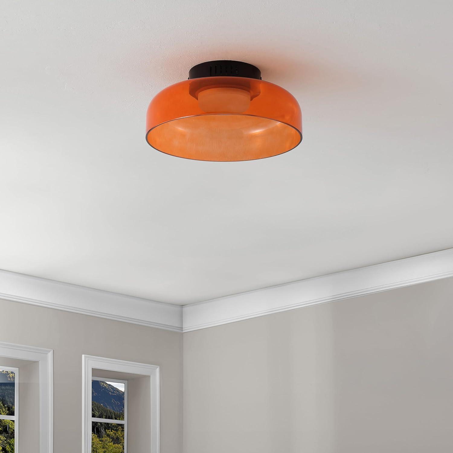 imageJONATHAN Y JYL7153B Kalmar 12quot Modern Minimalist IronGlass Dimmable Integrated LED Flush Mount Contemporary Transitional Industrial Bedroom Living Room Dining Room Kitchen GreenBlackOrange