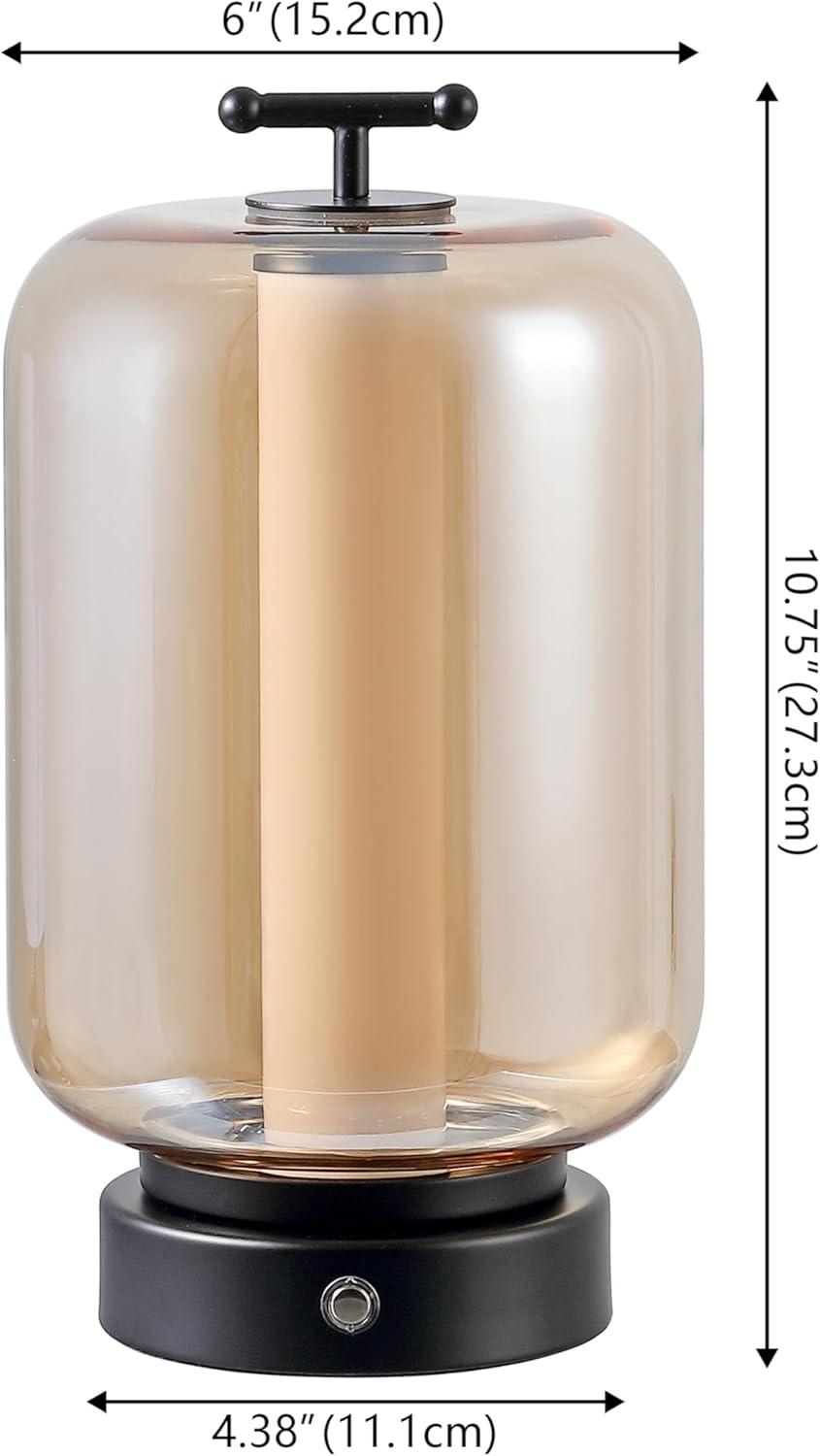 imageJONATHAN Y JYL7160ASET2 Milou 1075quot Vintage Glam Lantern RechargeableCordless Dimmable Integrated LED Table Lamp with Touch Sensor Bedroom Living Room Office Dining Room GoldAmber Set of 2BlackAmber