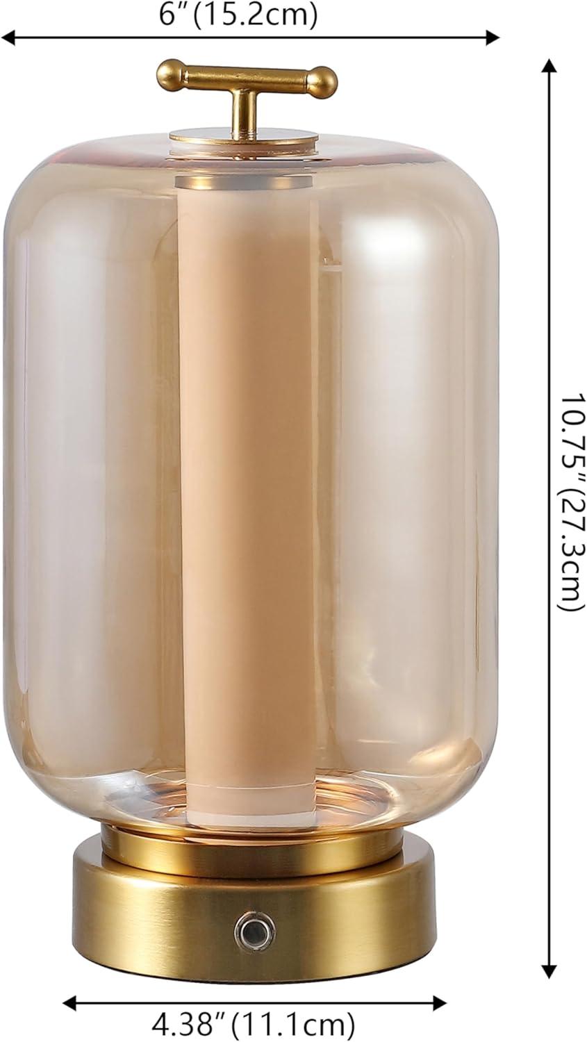 imageJONATHAN Y JYL7160ASET2 Milou 1075quot Vintage Glam Lantern RechargeableCordless Dimmable Integrated LED Table Lamp with Touch Sensor Bedroom Living Room Office Dining Room GoldAmber Set of 2Brass GoldAmber