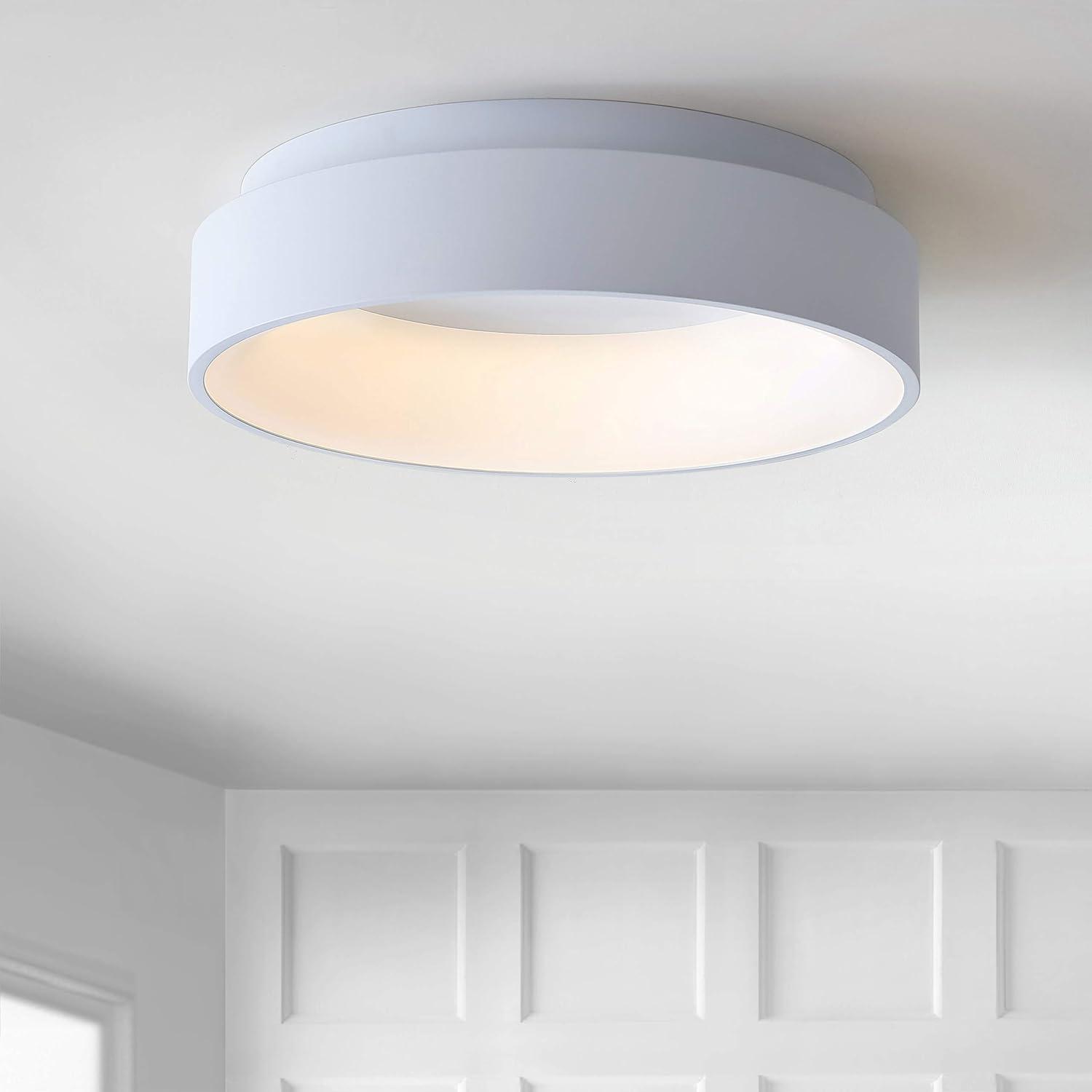 imageJONATHAN Y JYL7206B Ring 177quot Integrated LED Flush Mount Modern Contemporary Dimmable 3000K Cozy Warm Light KitchenHallwayBathroomStairwell BlackWhite