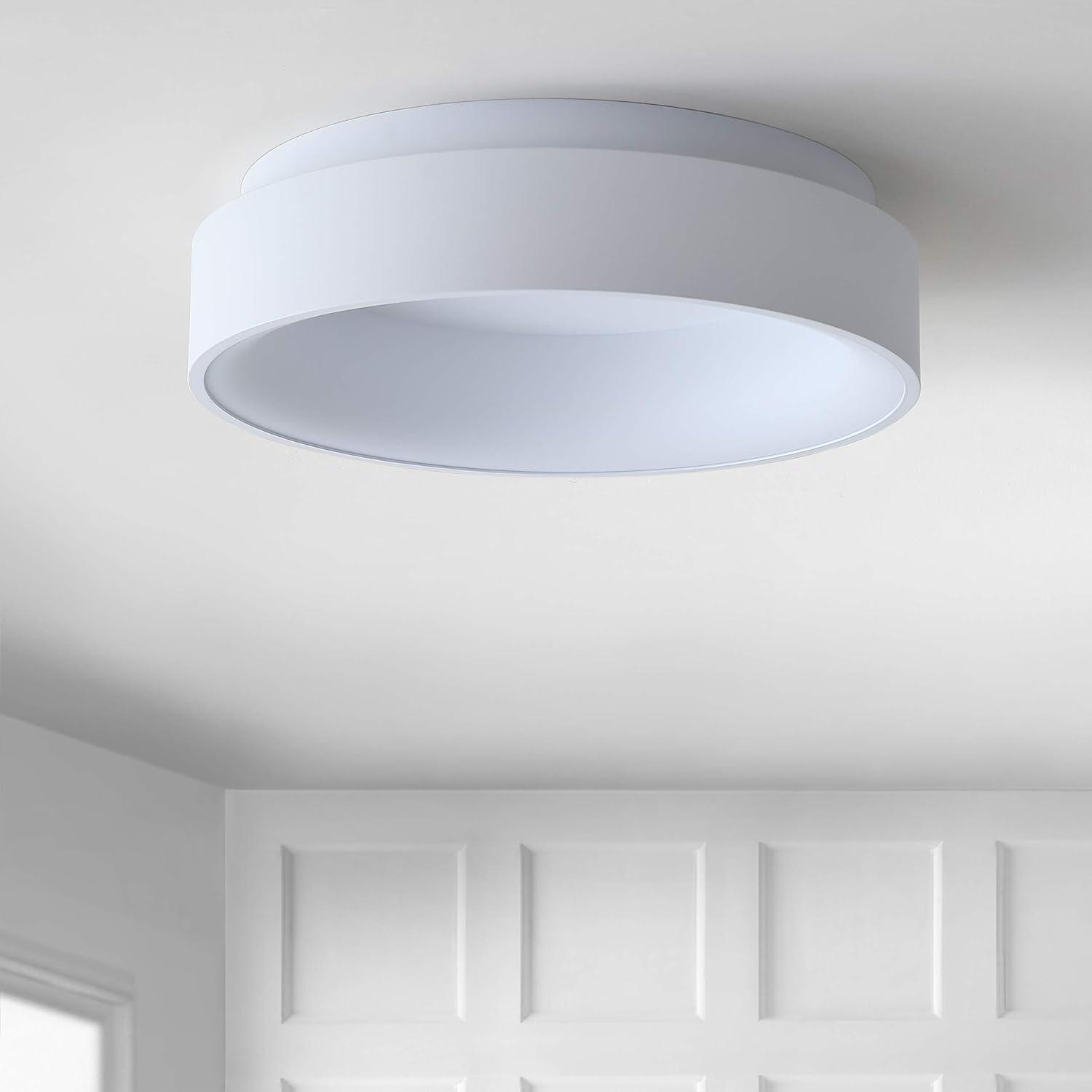 imageJONATHAN Y JYL7206B Ring 177quot Integrated LED Flush Mount Modern Contemporary Dimmable 3000K Cozy Warm Light KitchenHallwayBathroomStairwell BlackWhite