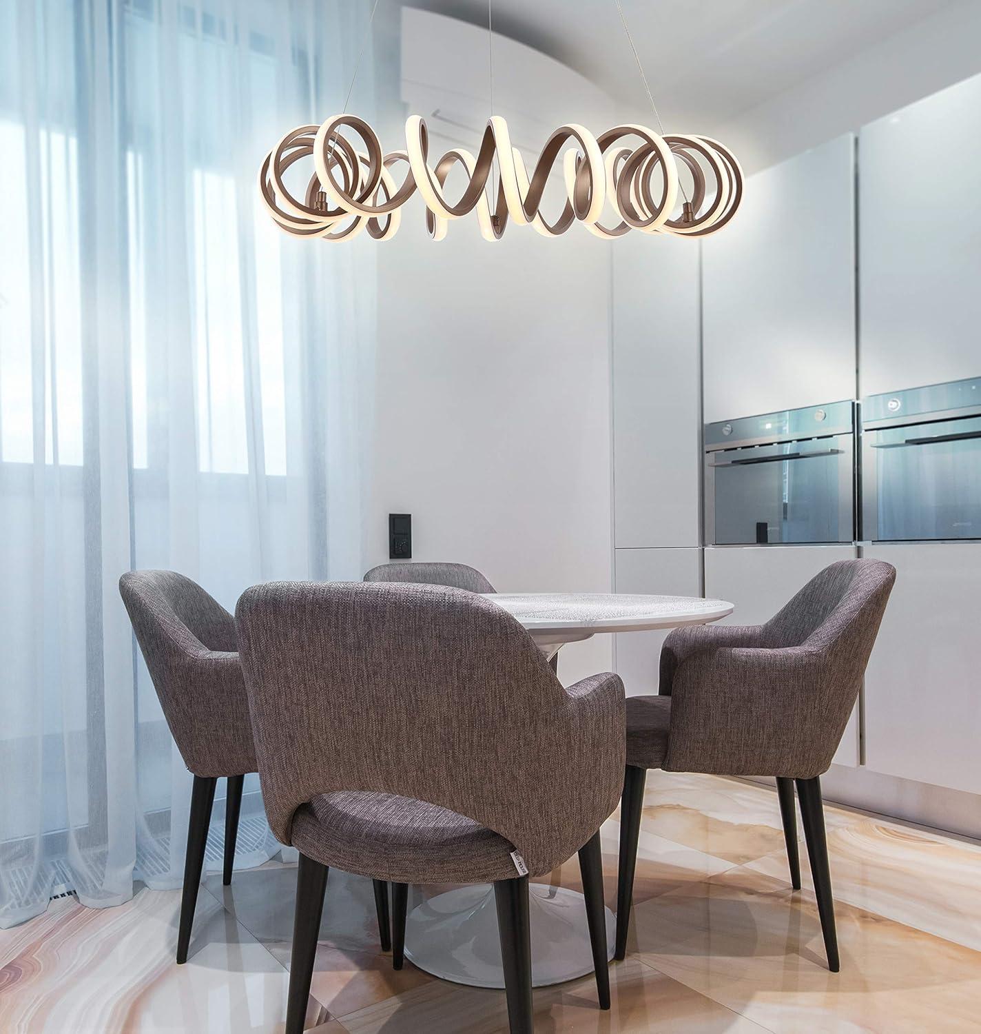 imageJONATHAN Y JYL7208A Cursive 24quot Adjustable Spiral Integrated LED Metal Chandelier Modern Contemporary Dimmable Dining Room Living Room Kitchen Foyer Bedroom Coffee