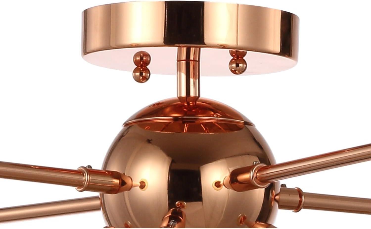 imageJONATHAN Y JYL7459A Copper 305quot 8Light Sputnik Metal LED Flush Mount GlamScandinavianMinimalistMidcentury Dimmable 2700K Cozy Warm Light KitchenHallwayBathroomStairwell Copper