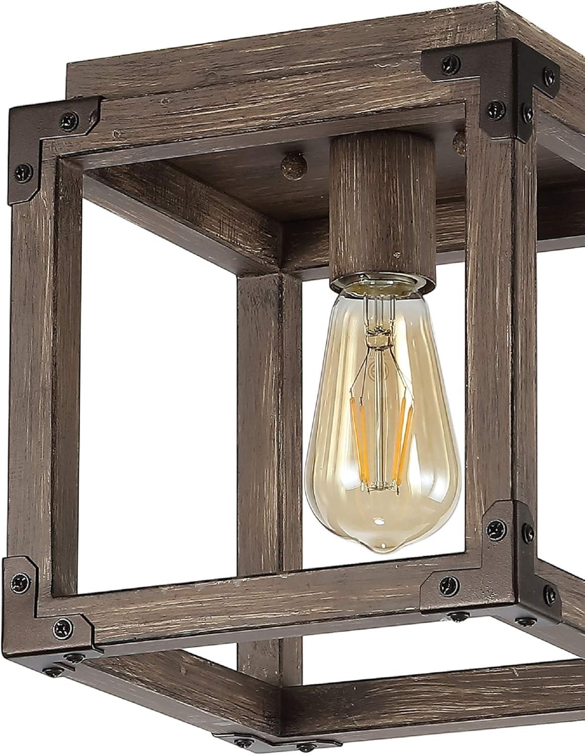 imageJONATHAN Y JYL7473A Magnolia 8quot Iron Rustic Farmhouse LED Flush Mount Brown IndustrialVintageCottage Transitional Dimmable 2700K Cozy Warm Light KitchenHallwayBathroomStairwell Brown