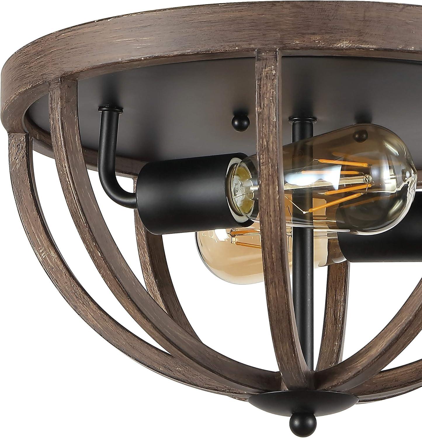 imageJONATHAN Y JYL7479A Darlene 13quot 2Light Iron Rustic Farmhouse LED Flush MountIndustrialVintageCottageTransitional Dimmable 2700K Cozy Warm Light KitchenHallwayBathroomStairwell Brown