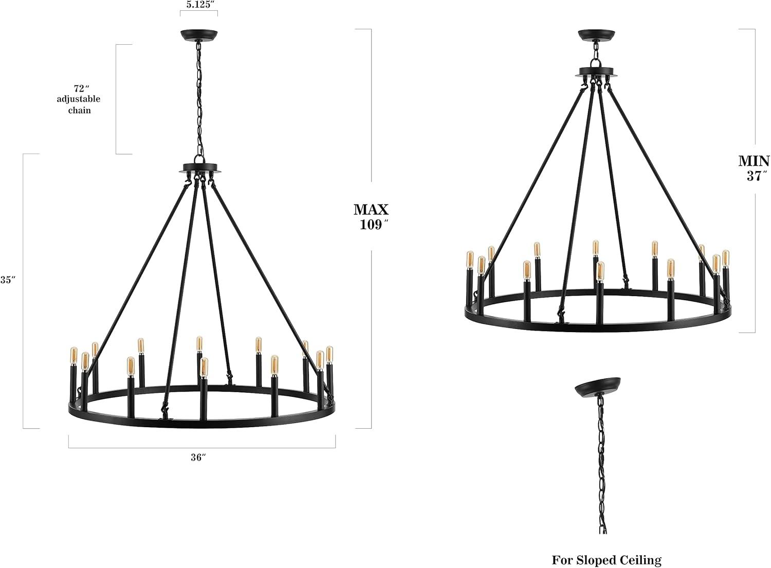 imageJONATHAN Y JYL7497A 36quot 12Light Gio Iron Farmhouse Classic Industrial Ring LED Chandelier Contemporary French Country Rustic Dimmable Adjustable Dining Room Living Room Kitchen Oil Rubbed BronzeOilRubbed Bronze