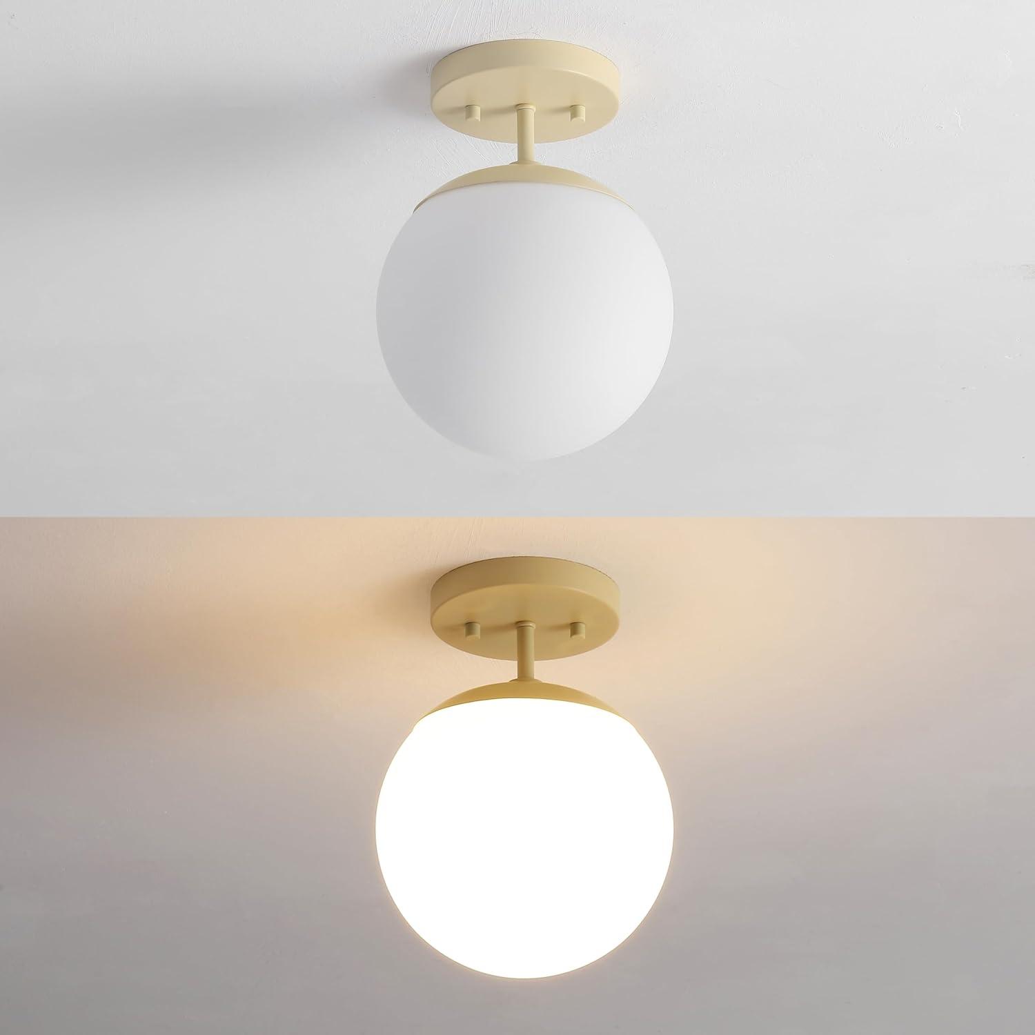 imageJONATHAN Y JYL7499C Marcel Bistro 775quot 1Light Bohemian Farmhouse IronFrosted Glass LED Semi Flush Mount BlackWhite for Bedroom Living Room Kitchen Home Office Kids RoomBeigeWhite