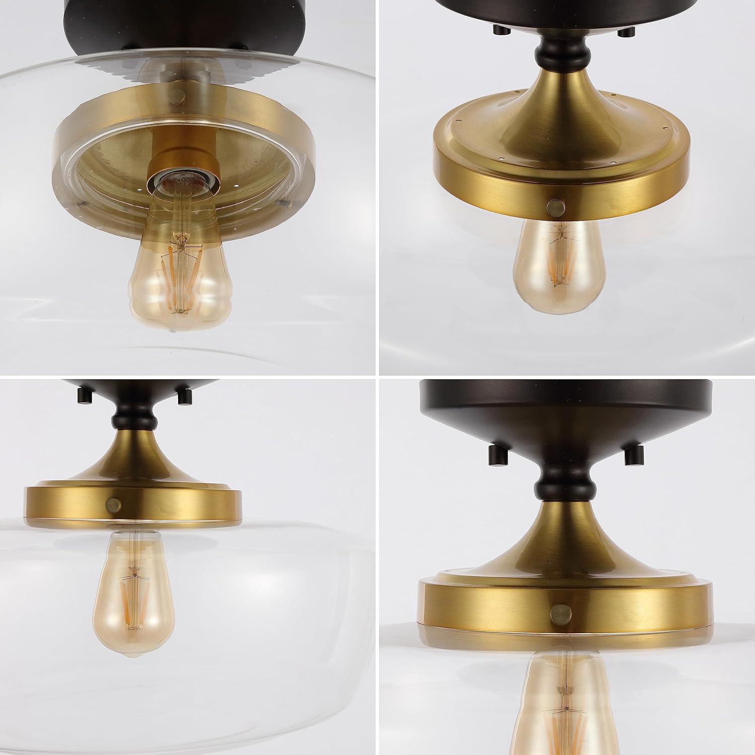 imageJONATHAN Y JYL7517D Marfa 14quot GlassIron Farmhouse Modern Bohemian Cottage Farmhouse Rustic Transitional LED Flush Mount for Bedroom Living Room Home Hallway Office NickelOil Rubbed BronzeBrass Gold