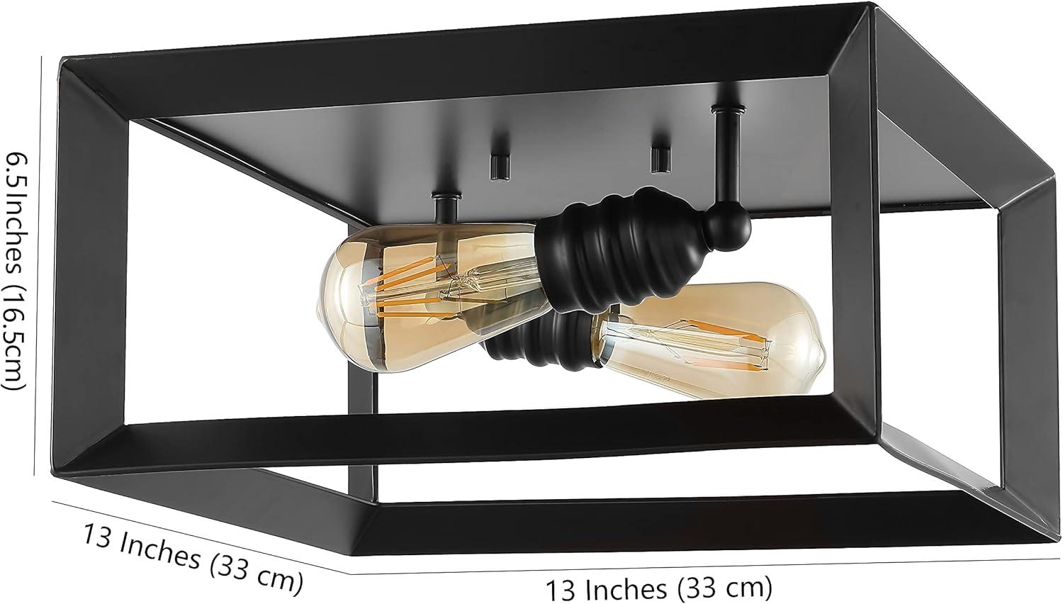 imageJONATHAN Y JYL7563A Marfa Square 13quot 2Light Iron Modern Farmhouse LED Flush Mount Rustic Industrial Dimmable 2700K Cozy Warm Light Kitchen Hallway Bathroom Stairwell Oil Rubbed Bronze