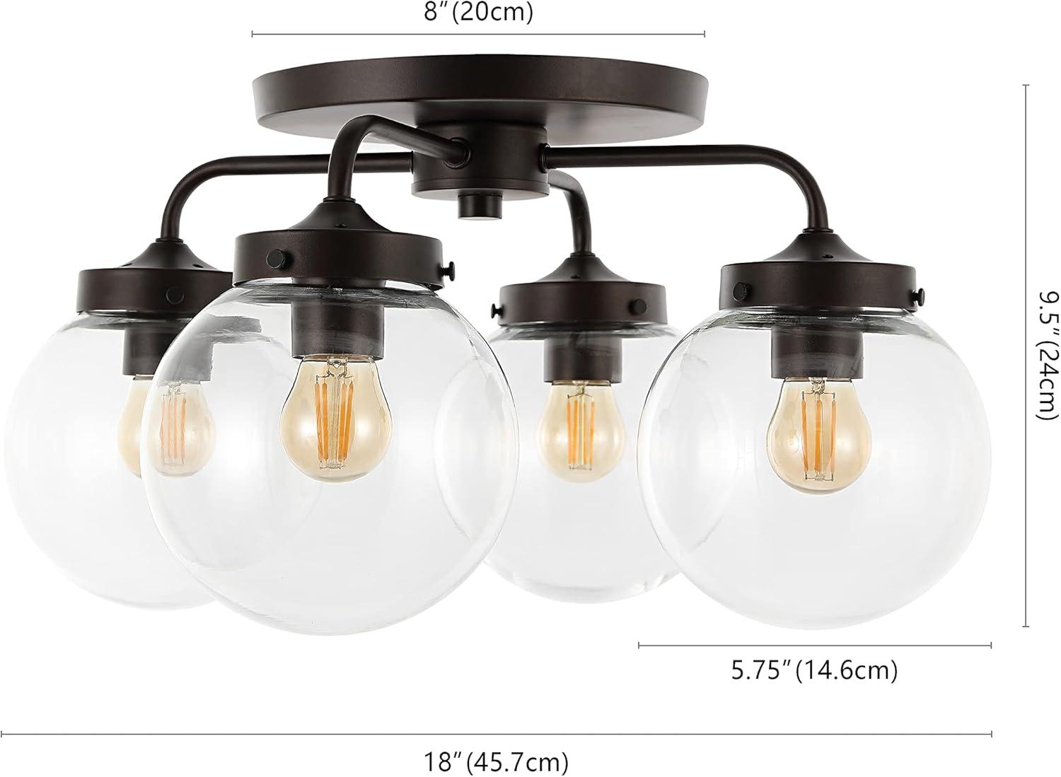 imageJONATHAN Y JYL7569A Piper 18quot 4Light Farmhouse Rustic IronGlass LED Semi Flush Mount Coastal Contemporary 2700K Cozy Warm Light Kitchen Hallway Bathroom Bedroom Foyer Oil Rubbed BronzeClearOilRubbed Bronze