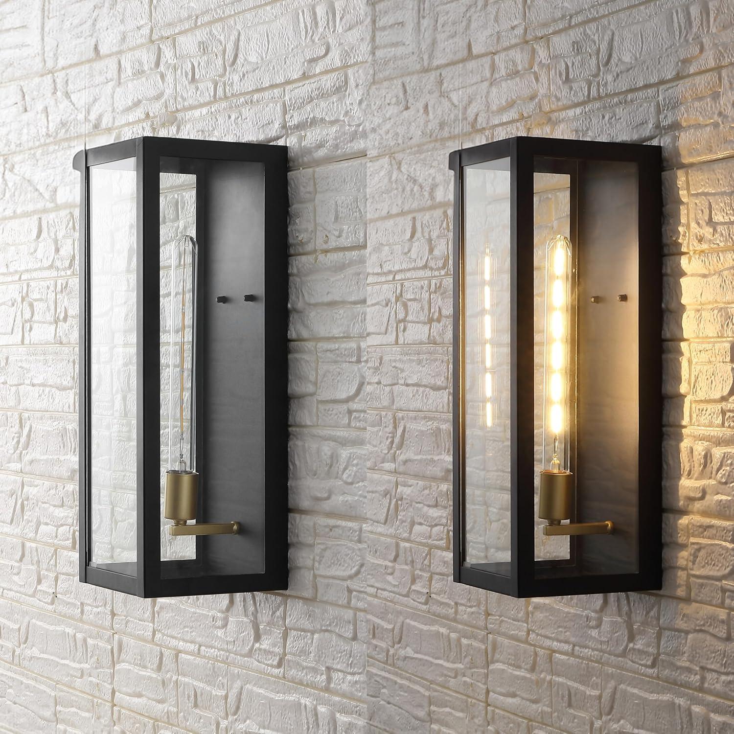 imageJONATHAN Y JYL7602A Berlin 7quot 1Light Outdoor Lantern Iron Glass Modern Industrial LED Wall Sconce French Country Rustic Transitional Garage Patio Porch Doorway Entryway Black20