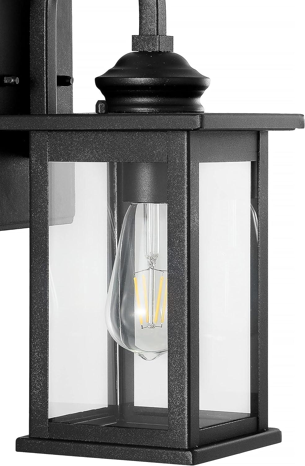 imageJONATHAN Y JYL7606ASET2 Cary 59quot 1Light IronGlass Traditional Modern Lantern LED Outdoor Lantern Classic Cottage Rustic Transitional Garage Patio Porch Doorway Entryway Black Set of 2