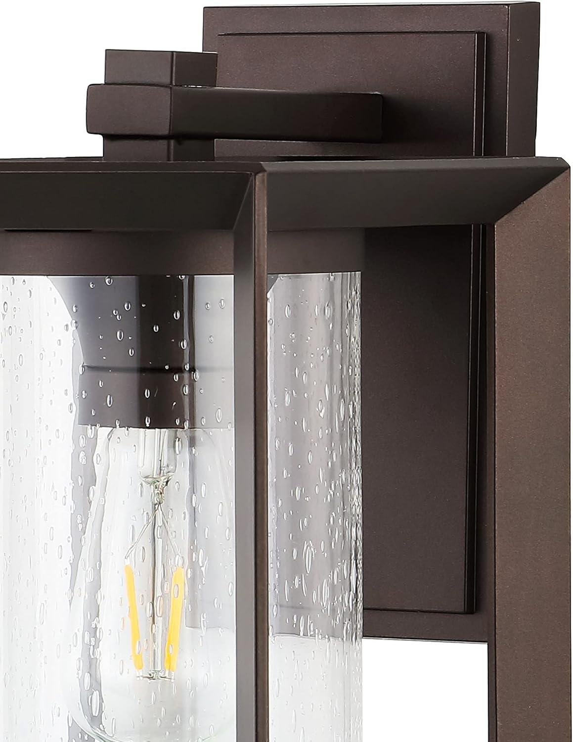 imageJONATHAN Y JYL7607ASET2 Vaughn 725quot 1Light IronGlass Modern Rustic Cube LED Outdoor Lantern French Country Industrial Transitional Garage Patio Porch Doorway Oil Rubbed Bronze Set of 2