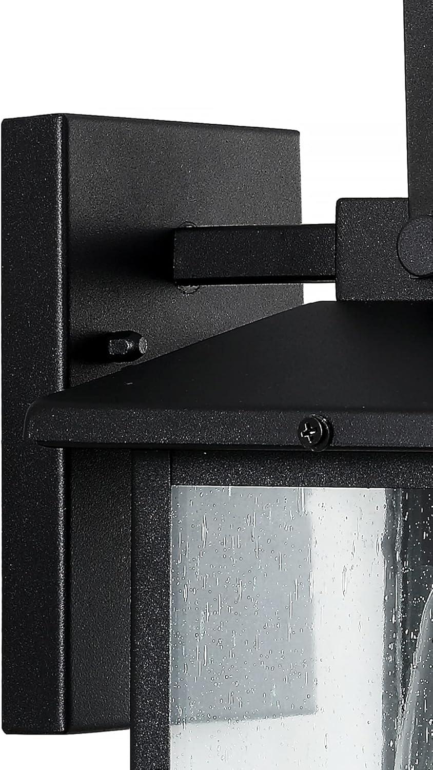 imageJONATHAN Y JYL7608ASET2 Bungalow 675quot 1Light IronSeeded Glass Rustic Traditional Lantern LED Outdoor Lantern Classic Cottage Transitional Patio Porch Doorway Entryway Black Set of 2