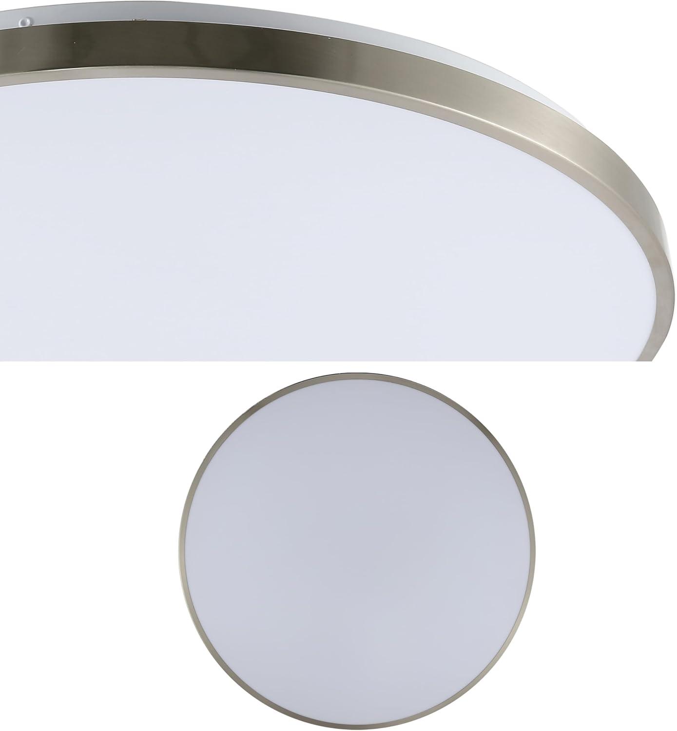 imageJONATHAN Y JYL7908B Astrid 2125quot 1Light Modern Minimalist Iron Circle Integrated LED Flush Mount Brushed Nickel for Living Room Dining Room Kitchen and OfficeBrushed Nickel