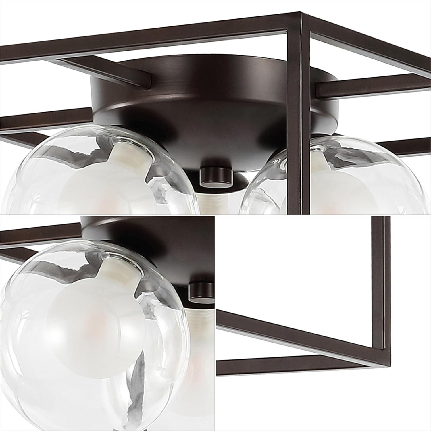 imageJONATHAN Y JYL7911A Kyle 14quot 3Light Modern Farmhouse MetalIron OpenCaged LED Flush Mount for Bedroom Living Room Kitchen Office Oil Rubbed Bronze