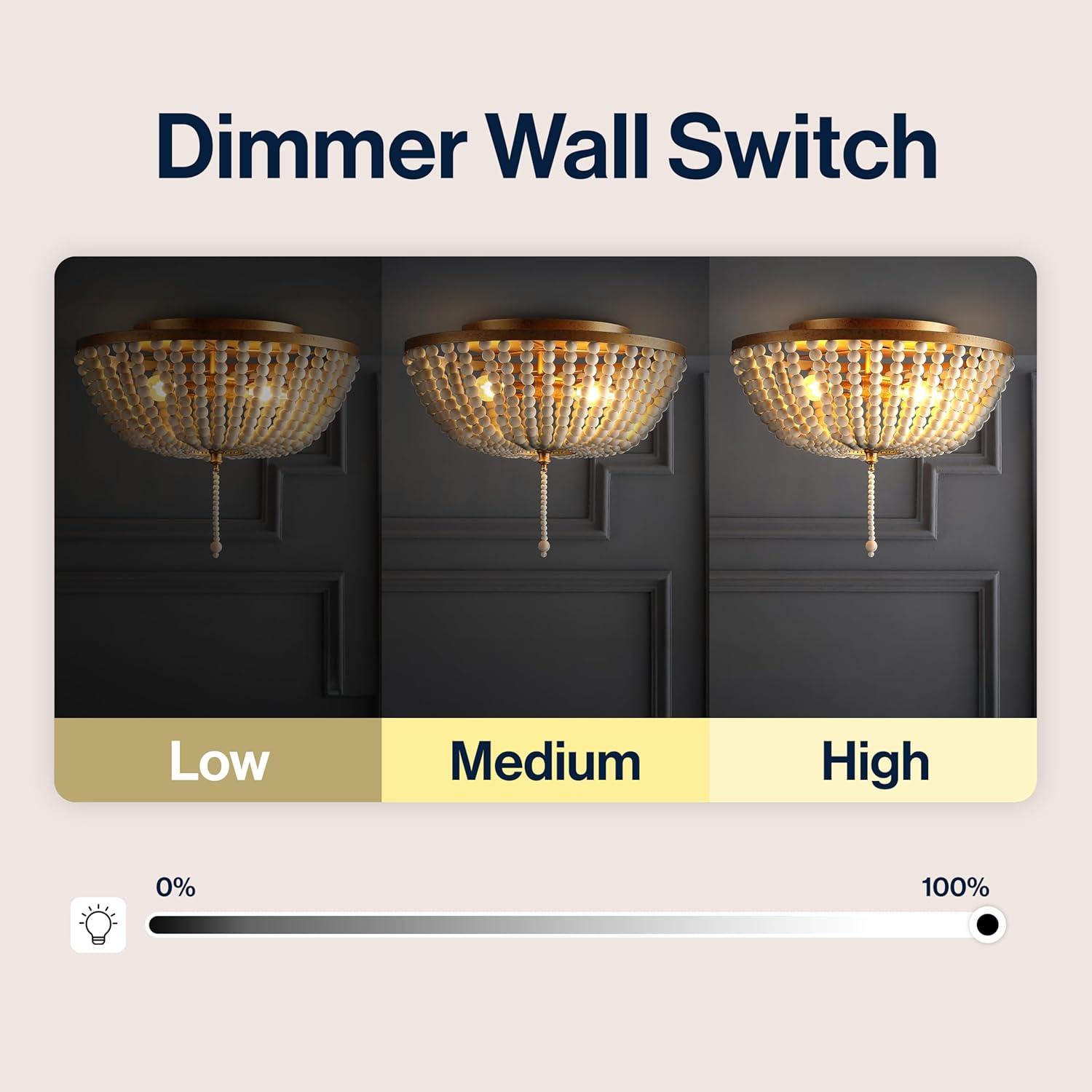 imageJONATHAN Y JYL9019B Allison 15quot Wood BeadedMetal LED Flush Mount Contemporary Transitional for Bedroom Livingroom Office Oil Rubbed BronzeAntique GoldCream