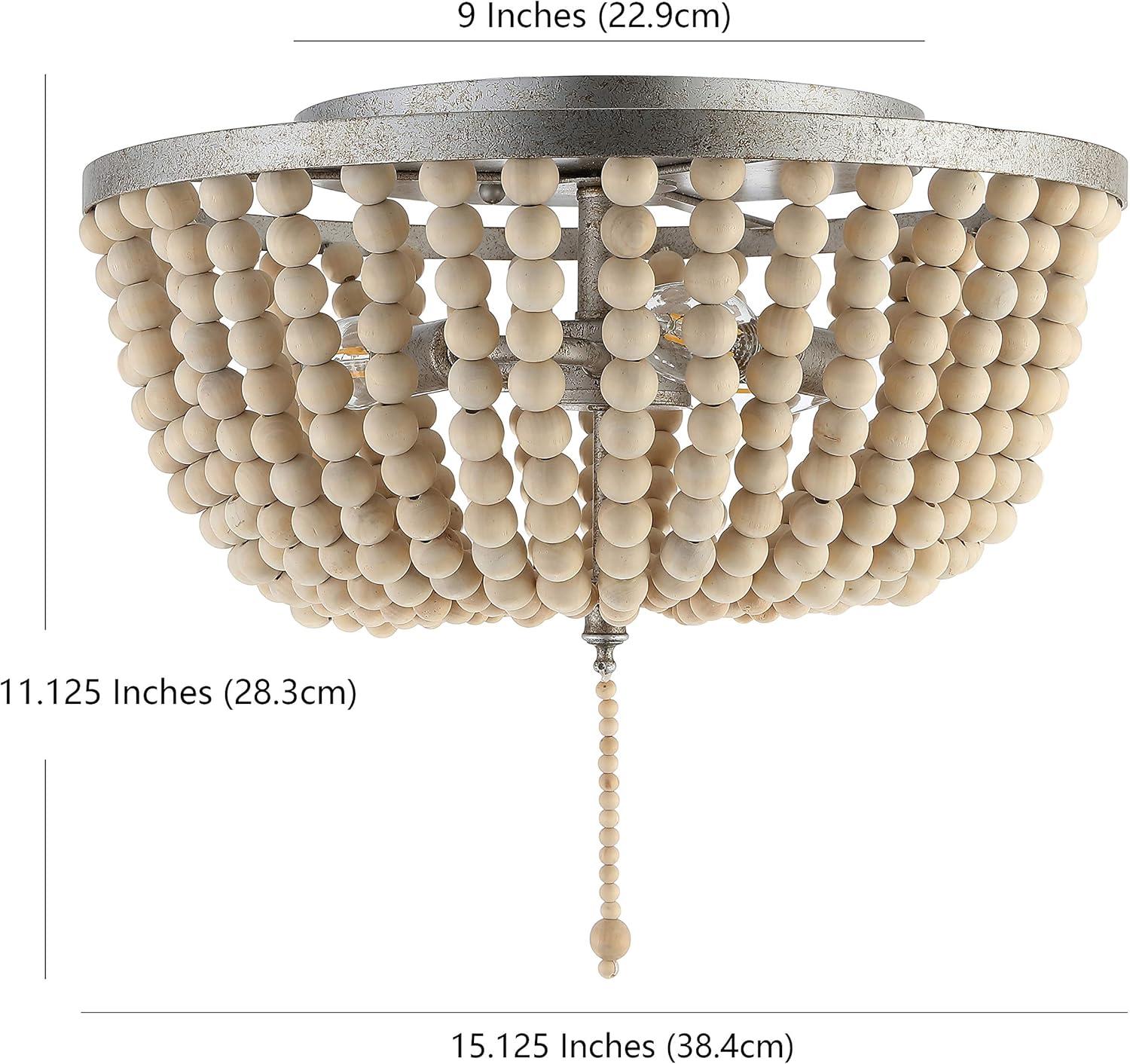 imageJONATHAN Y JYL9019B Allison 15quot Wood BeadedMetal LED Flush Mount Contemporary Transitional for Bedroom Livingroom Office Oil Rubbed BronzeAntique SilverCream