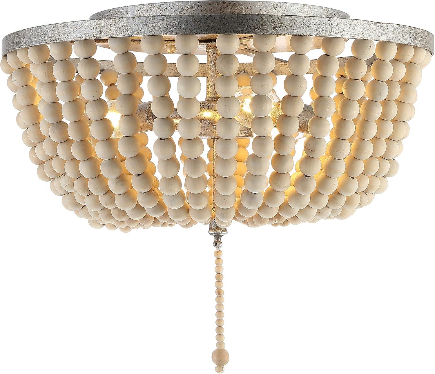 imageJONATHAN Y JYL9019B Allison 15quot Wood BeadedMetal LED Flush Mount Contemporary Transitional for Bedroom Livingroom Office Oil Rubbed BronzeAntique SilverCream