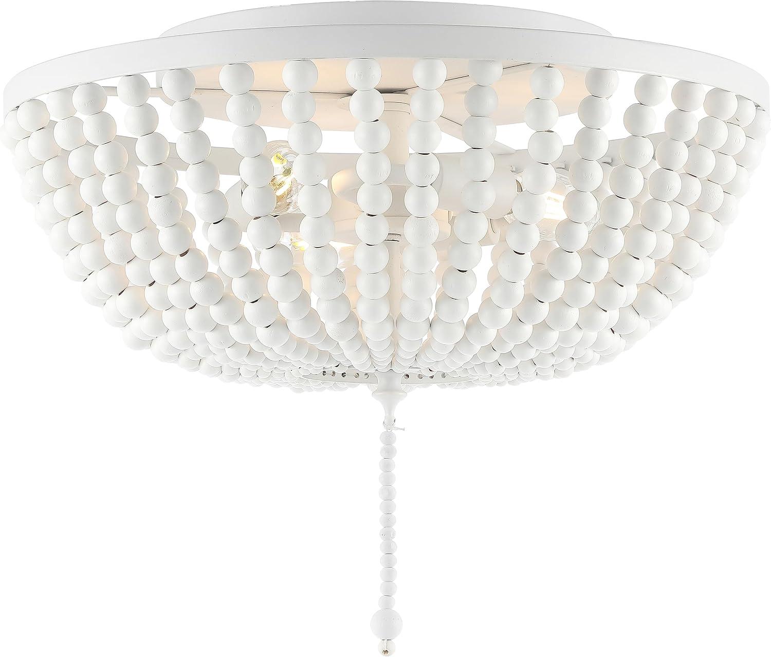 imageJONATHAN Y JYL9019B Allison 15quot Wood BeadedMetal LED Flush Mount Contemporary Transitional for Bedroom Livingroom Office Oil Rubbed BronzeWhite