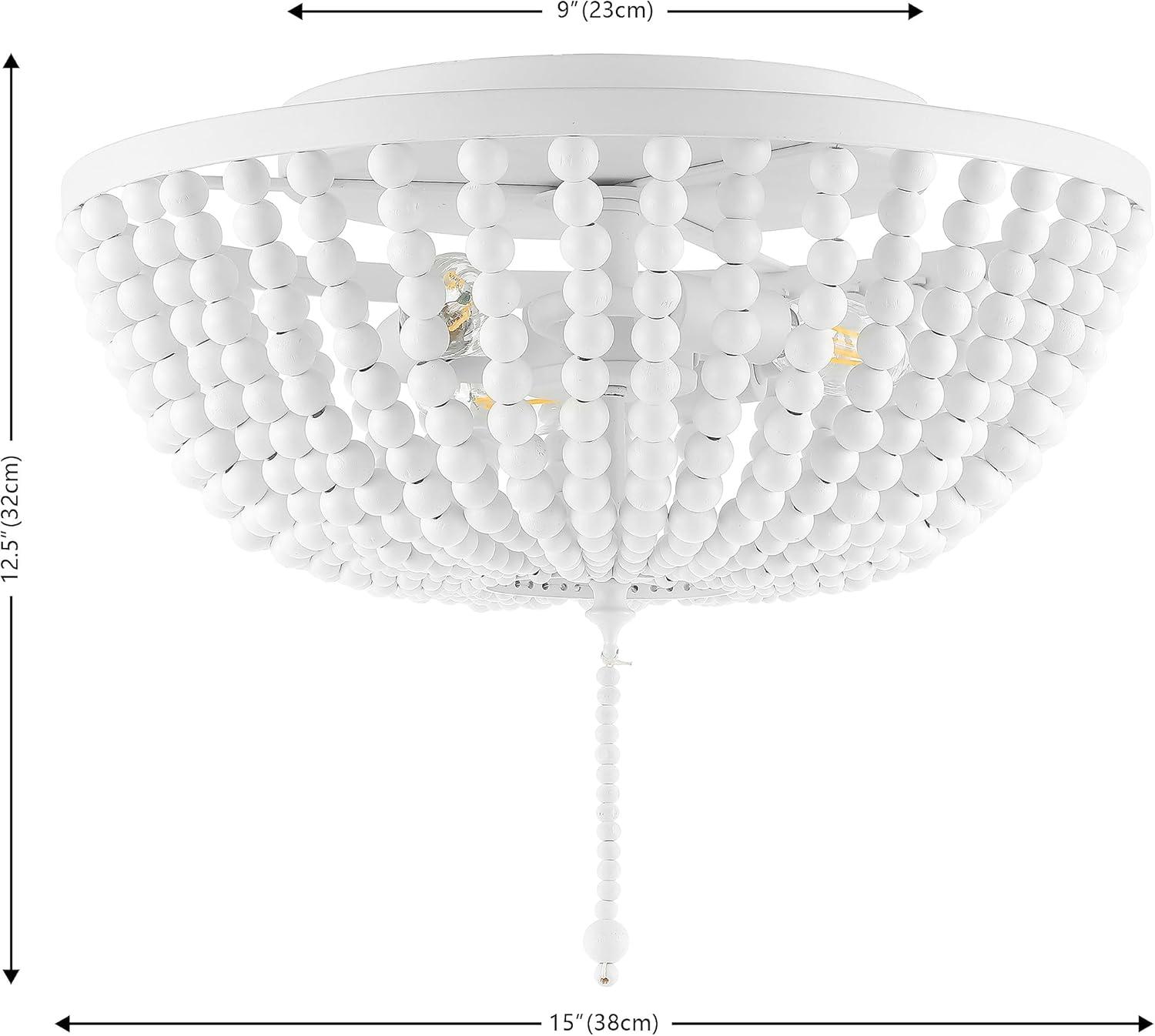 imageJONATHAN Y JYL9019B Allison 15quot Wood BeadedMetal LED Flush Mount Contemporary Transitional for Bedroom Livingroom Office Oil Rubbed BronzeWhite