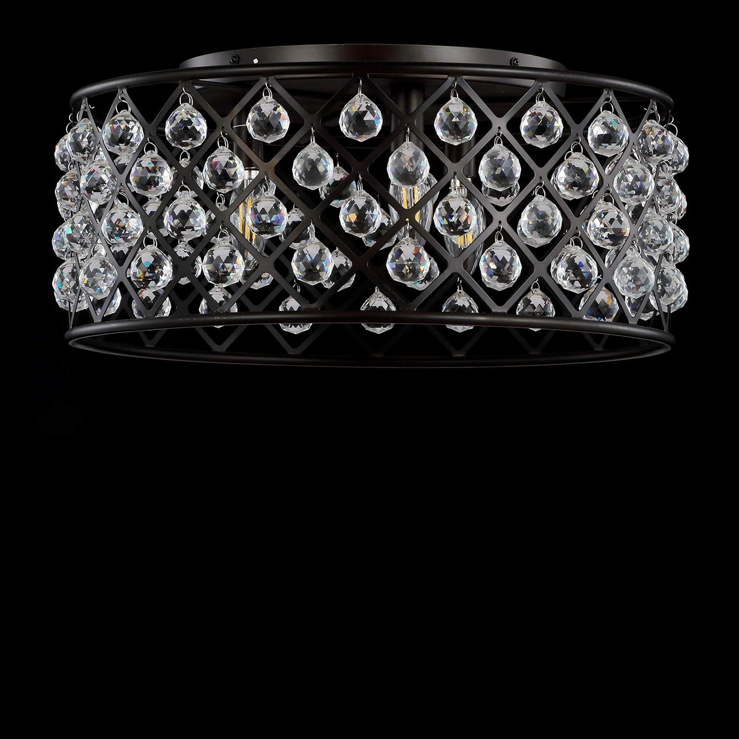 imageJONATHAN Y JYL9024A Gabrielle 19quot MetalCrystal LED Flush Mount Ceiling Light Contemporary Dimmable 2700K Cozy Warm Light for KitchenHallwayBathroomStairwell OilRubbedBronzeClear