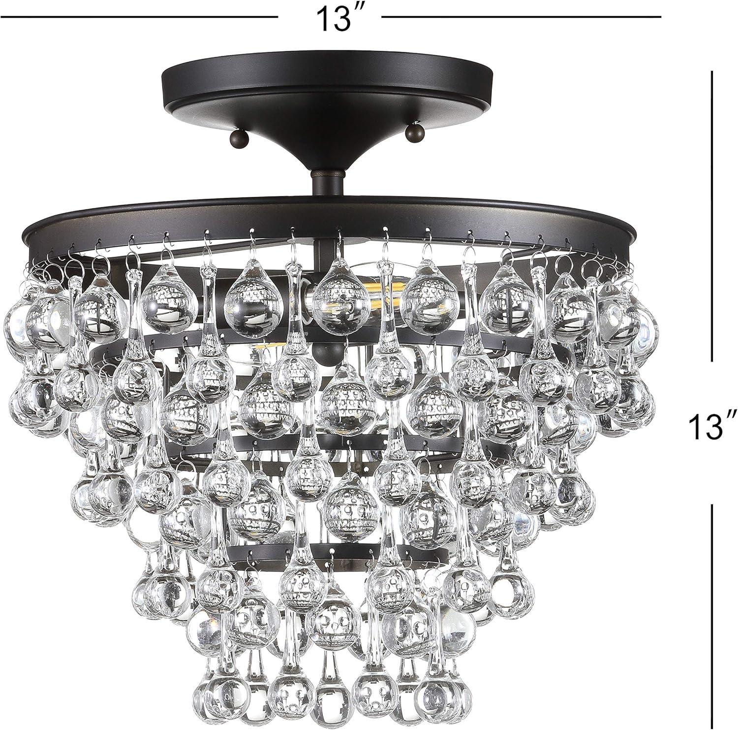 imageJONATHAN Y JYL9030B Toronto 16quot MetalCrystal LED Flush Mount Contemporary Modern Transitional Elegant Office Living Room Family Room Dining Room Bedroom Hallway Foyer ChromeOilRubbed Bronze
