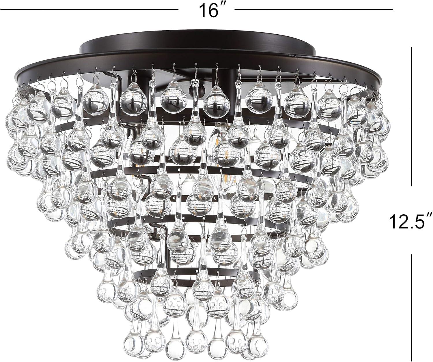 imageJONATHAN Y JYL9030B Toronto 16quot MetalCrystal LED Flush Mount Contemporary Modern Transitional Elegant Office Living Room Family Room Dining Room Bedroom Hallway Foyer ChromeOilRubbed Bronze