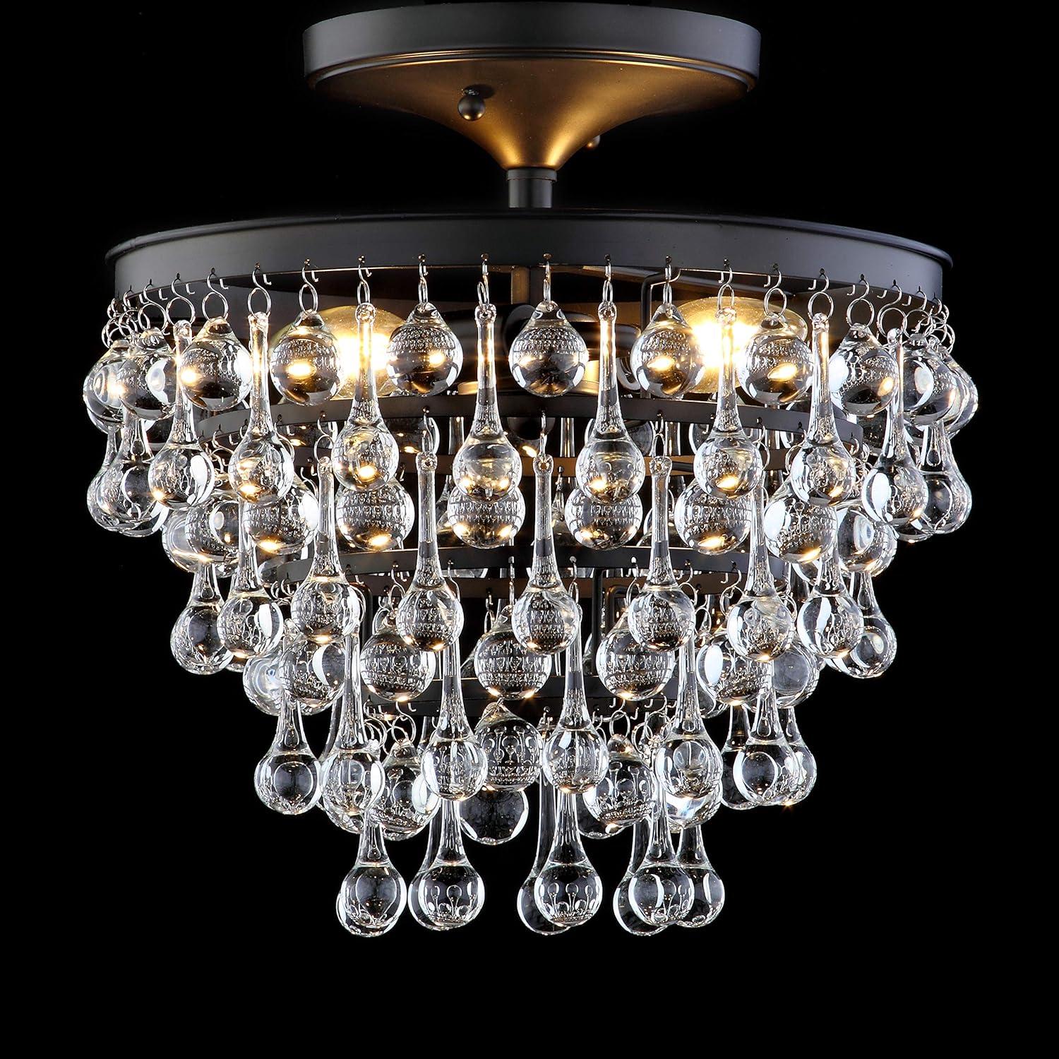 imageJONATHAN Y JYL9030B Toronto 16quot MetalCrystal LED Flush Mount Contemporary Modern Transitional Elegant Office Living Room Family Room Dining Room Bedroom Hallway Foyer ChromeOilRubbed Bronze