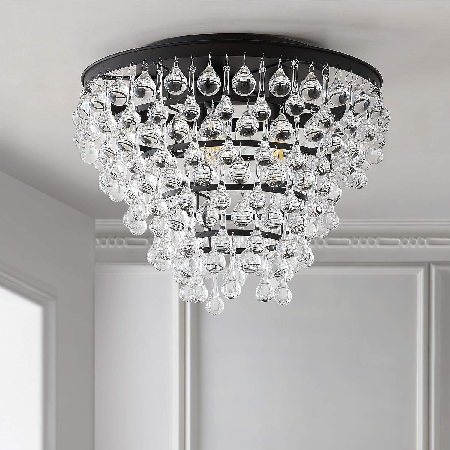 imageJONATHAN Y JYL9030B Toronto 16quot MetalCrystal LED Flush Mount Contemporary Modern Transitional Elegant Office Living Room Family Room Dining Room Bedroom Hallway Foyer ChromeOilRubbed Bronze