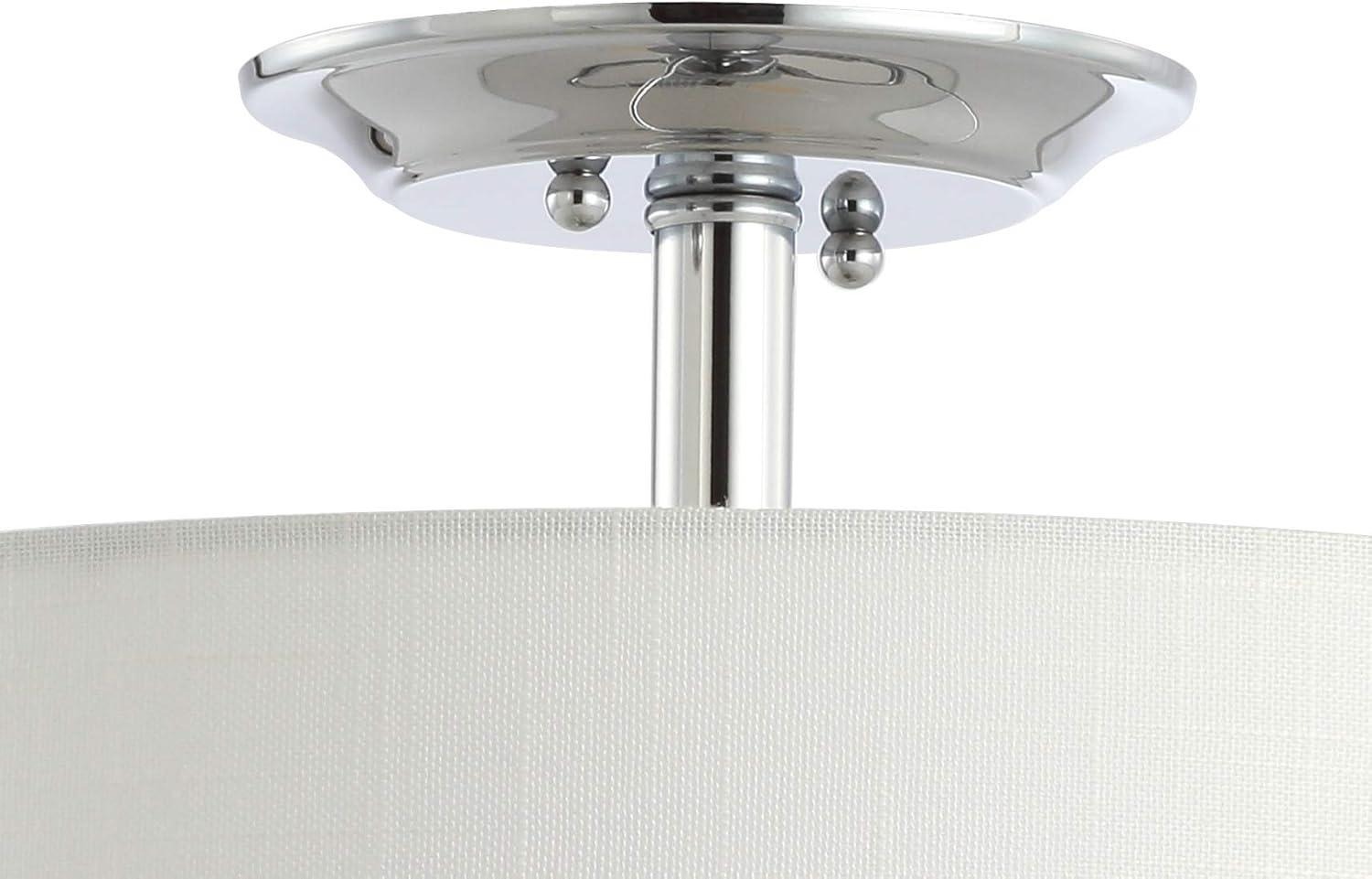 imageJONATHAN Y JYL9031B Marc 15quot MetalLinen LED SemiFlush Mount Contemporary Dimmable 2700K Cozy Warm Light for KitchenHallwayBathroomStairwell ChromeWhiteChrome