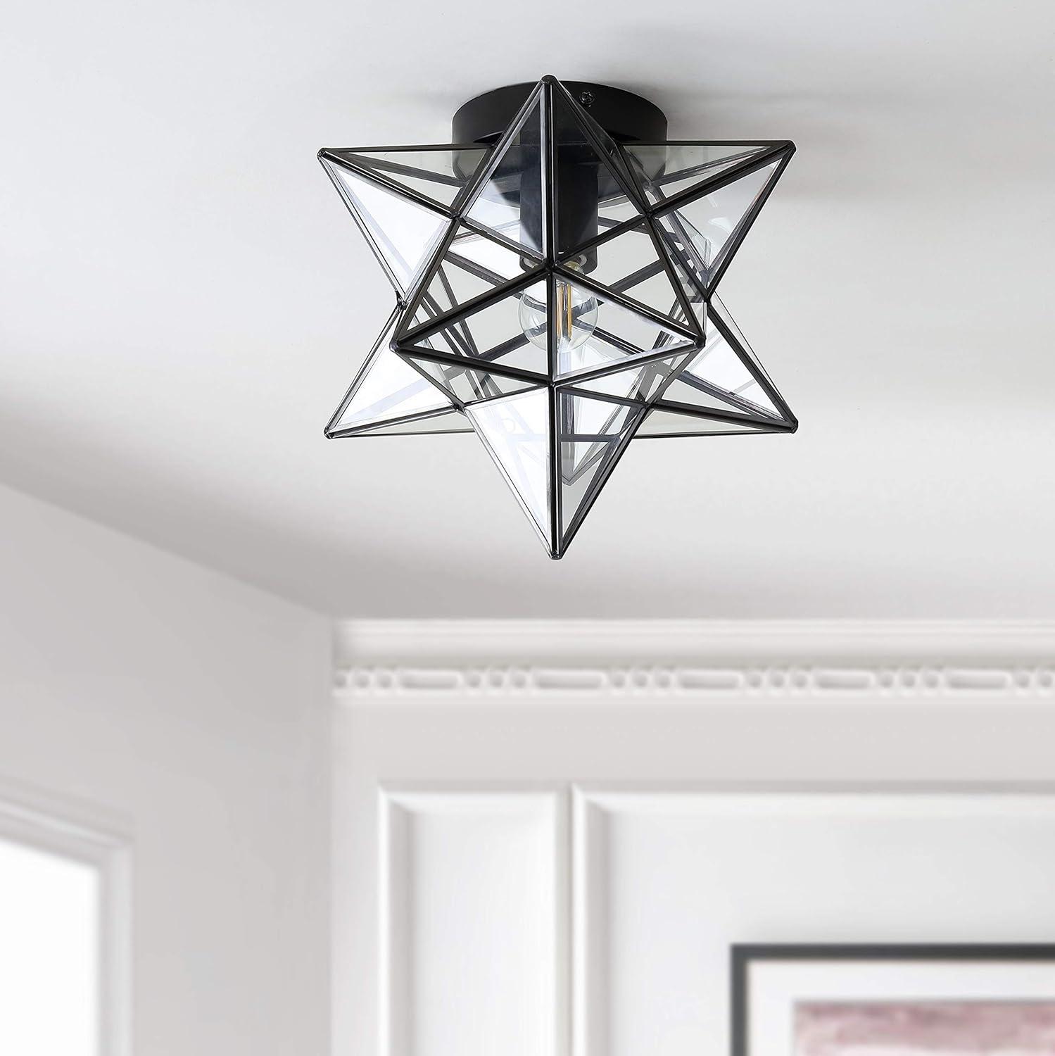 imageJONATHAN Y JYL9035D Stella 12quot Moravian Star MetalGlass LED Flush Mount Contemporary Dimmable for KitchenHallwayBathroomStairwell Oil Rubbed BronzeMercuryOilRubbed Bronze