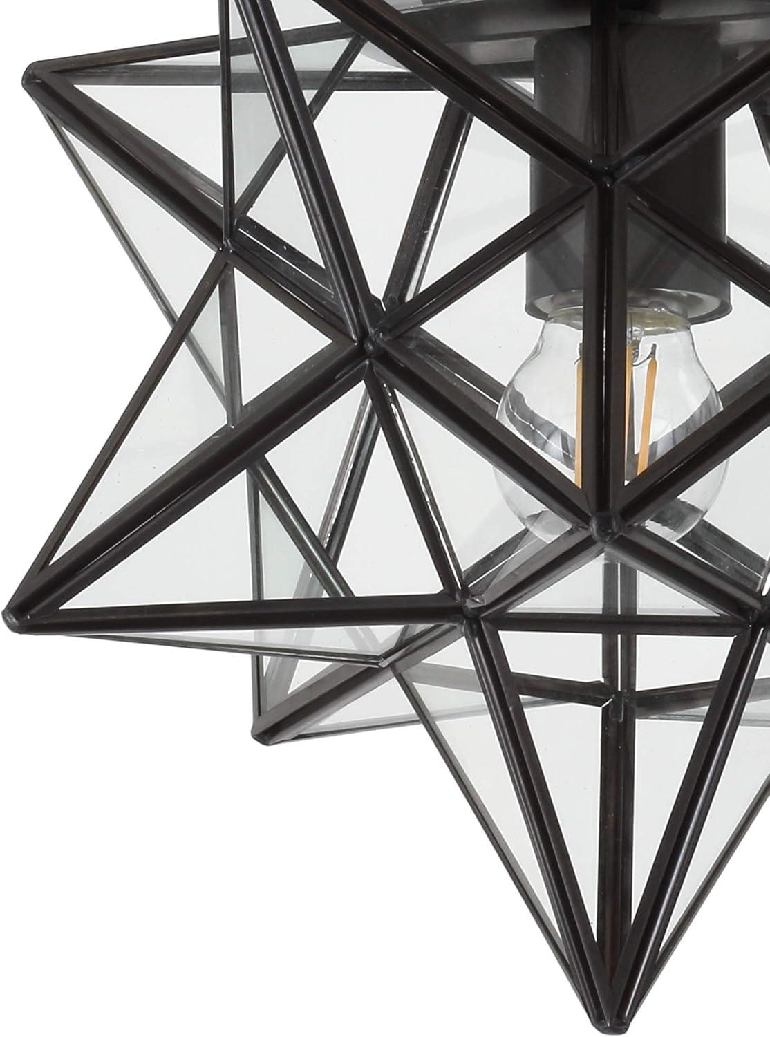 imageJONATHAN Y JYL9035D Stella 12quot Moravian Star MetalGlass LED Flush Mount Contemporary Dimmable for KitchenHallwayBathroomStairwell Oil Rubbed BronzeMercuryOilRubbed Bronze