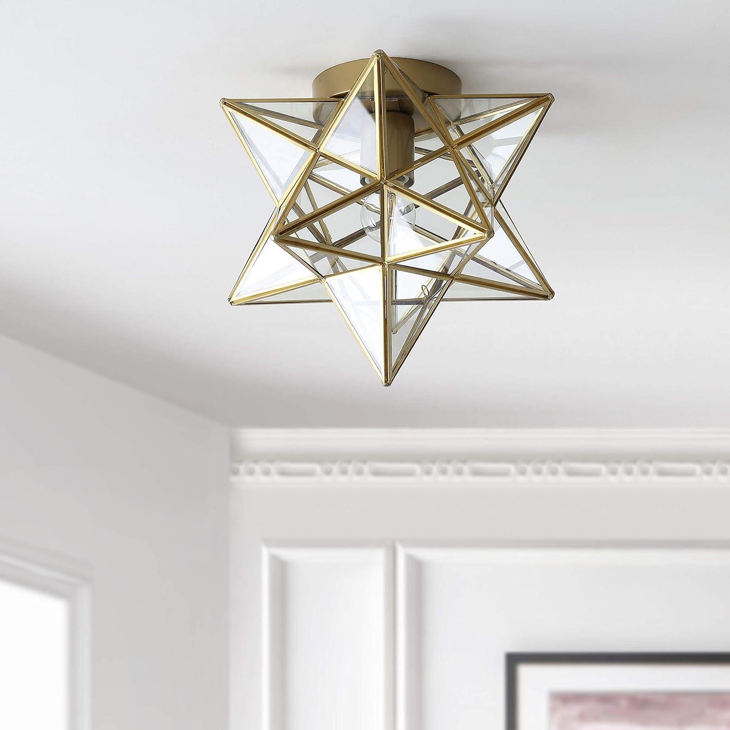 imageJONATHAN Y JYL9035D Stella 12quot Moravian Star MetalGlass LED Flush Mount Contemporary Dimmable for KitchenHallwayBathroomStairwell Oil Rubbed BronzeMercuryGold