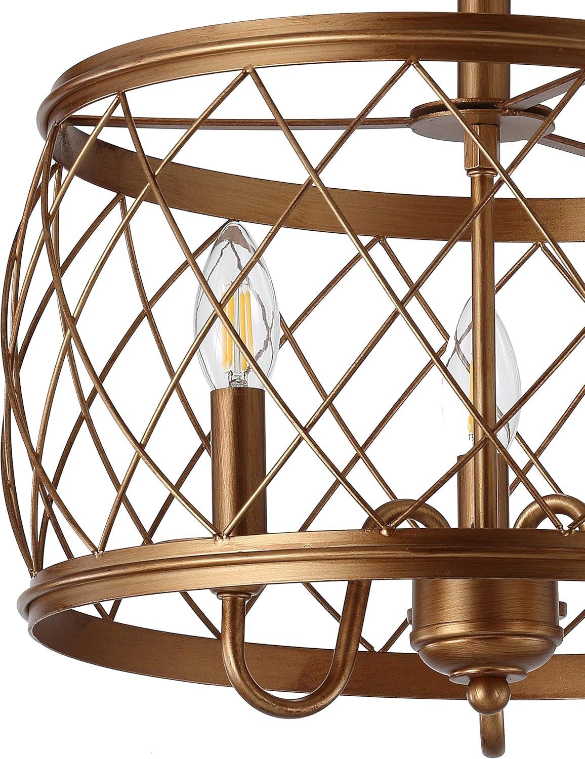 imageJONATHAN Y JYL9037B Eleanor 15quot 3 Metal LED Semi Flush Mount Ceiling Traditional Dimmable 2700K Cozy Warm Light for KitchenHallwayBathroomStairwell Oil Rubbed Bronze OilRubbed BronzeAntiqued Gold