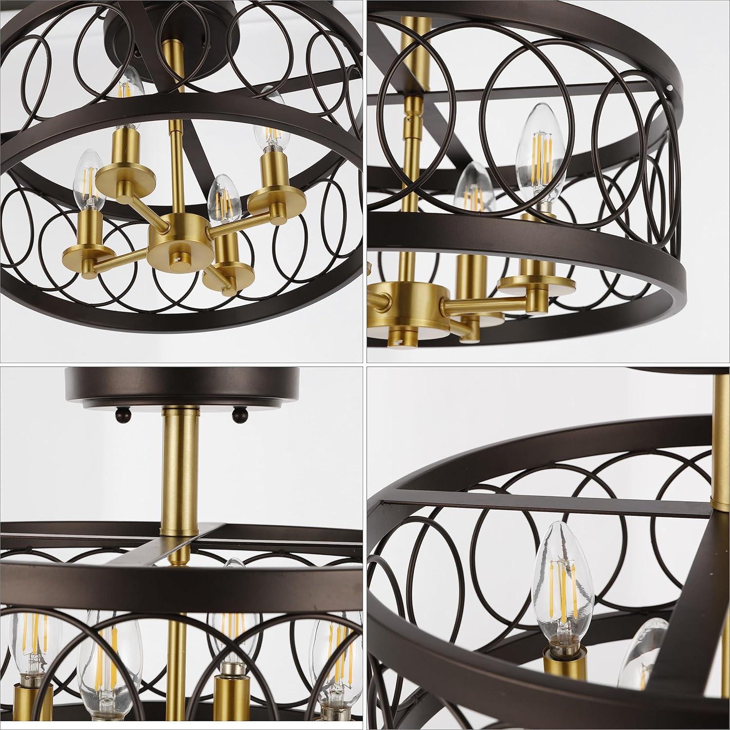 imageJONATHAN Y JYL9040B Sylvain 155quot Metal Bohemian Cottage Farmhouse Rustic Transitional LED SemiFlush Mount for Bedroom Living Room Home Hallway Office Oil Rubbed BronzeBrass GoldOil Rubbed BronzeBrass Gold