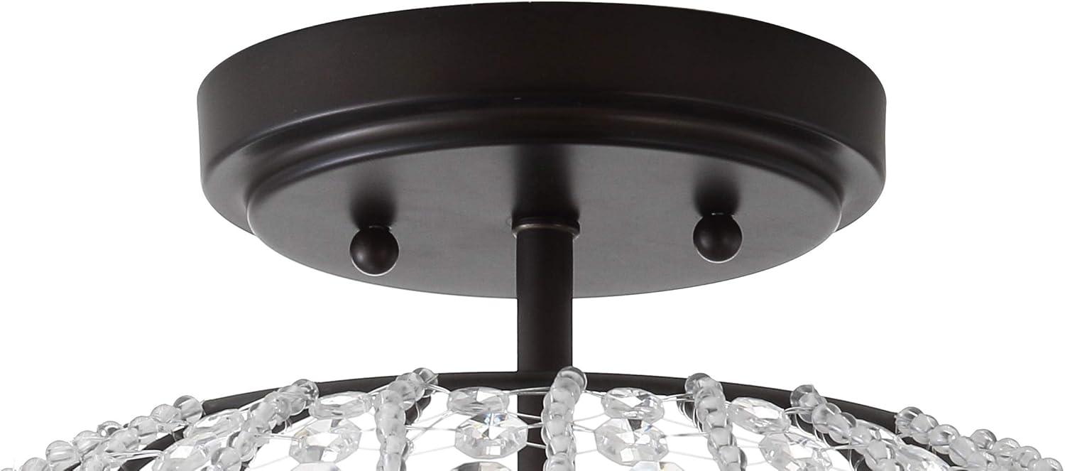 imageJONATHAN Y JYL9047A Catalina 117quot MetalAcrylic LED SemiFlush Mount ContemporaryTransitional Dimmable 2700K Cozy Warm Light for KitchenHallwayBathroomStairwell OilRubbedBronzeCrystal