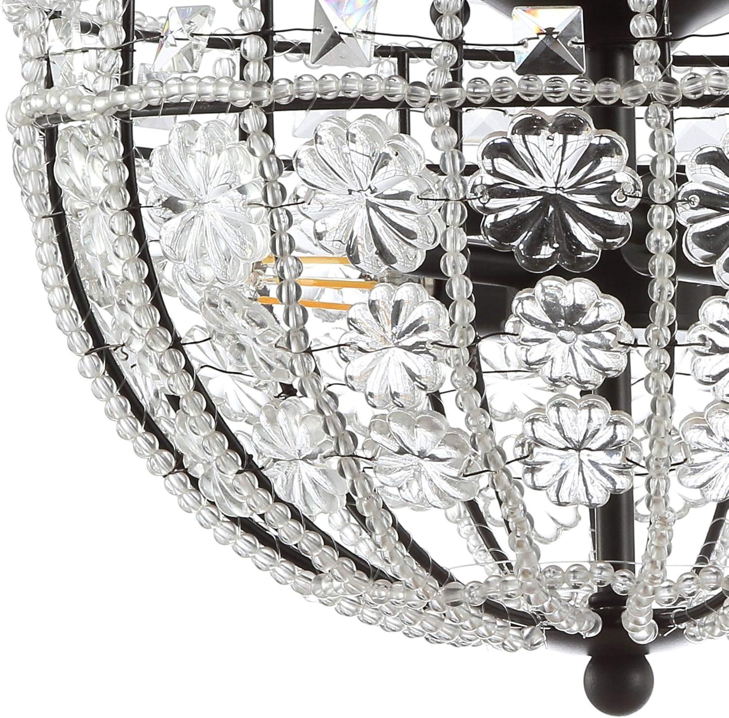 imageJONATHAN Y JYL9070A Billie 12quot Crystal Flower MetalAcrylic LED SemiFlush Mount GlamClassicTransitional Dimmable 2700K Cozy Warm Light for KitchenHallwayBathroomStairwell BlackClear