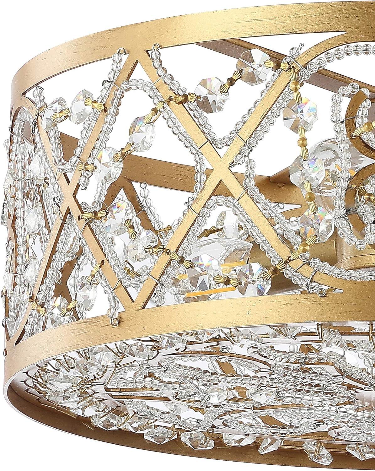 imageJONATHAN Y JYL9071A Leila 3Light 1325quot IronCrystal Modern Glam LED Flush Mount ClassicDesignerGlamTraditional Dimmable 2700K Cozy Warm Light for KitchenHallwayBathroomStairwell Gold