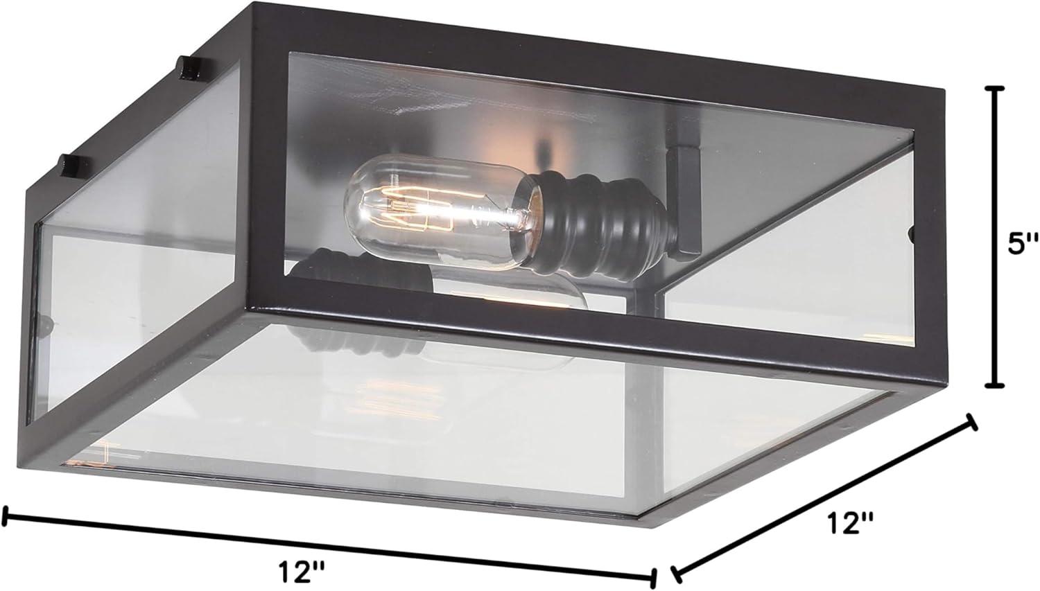 imageJONATHAN Y JYL9501C Grayson 12quot 2Light Bohemian Farmhouse IronGlass LED Flush Mount Transitional Rustic 2700K Cozy Warm Light Kitchen Hallway Bathroom Stairwell Entryway Foyer Brass GoldClearOilRubbed Bronze