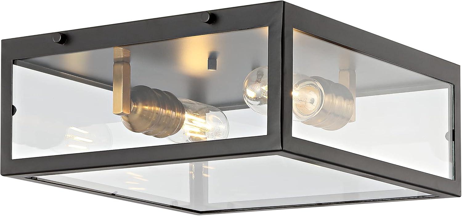 imageJONATHAN Y JYL9501C Grayson 12quot 2Light Bohemian Farmhouse IronGlass LED Flush Mount Transitional Rustic 2700K Cozy Warm Light Kitchen Hallway Bathroom Stairwell Entryway Foyer Brass GoldClearOil Rubbed BronzeBrass Gold