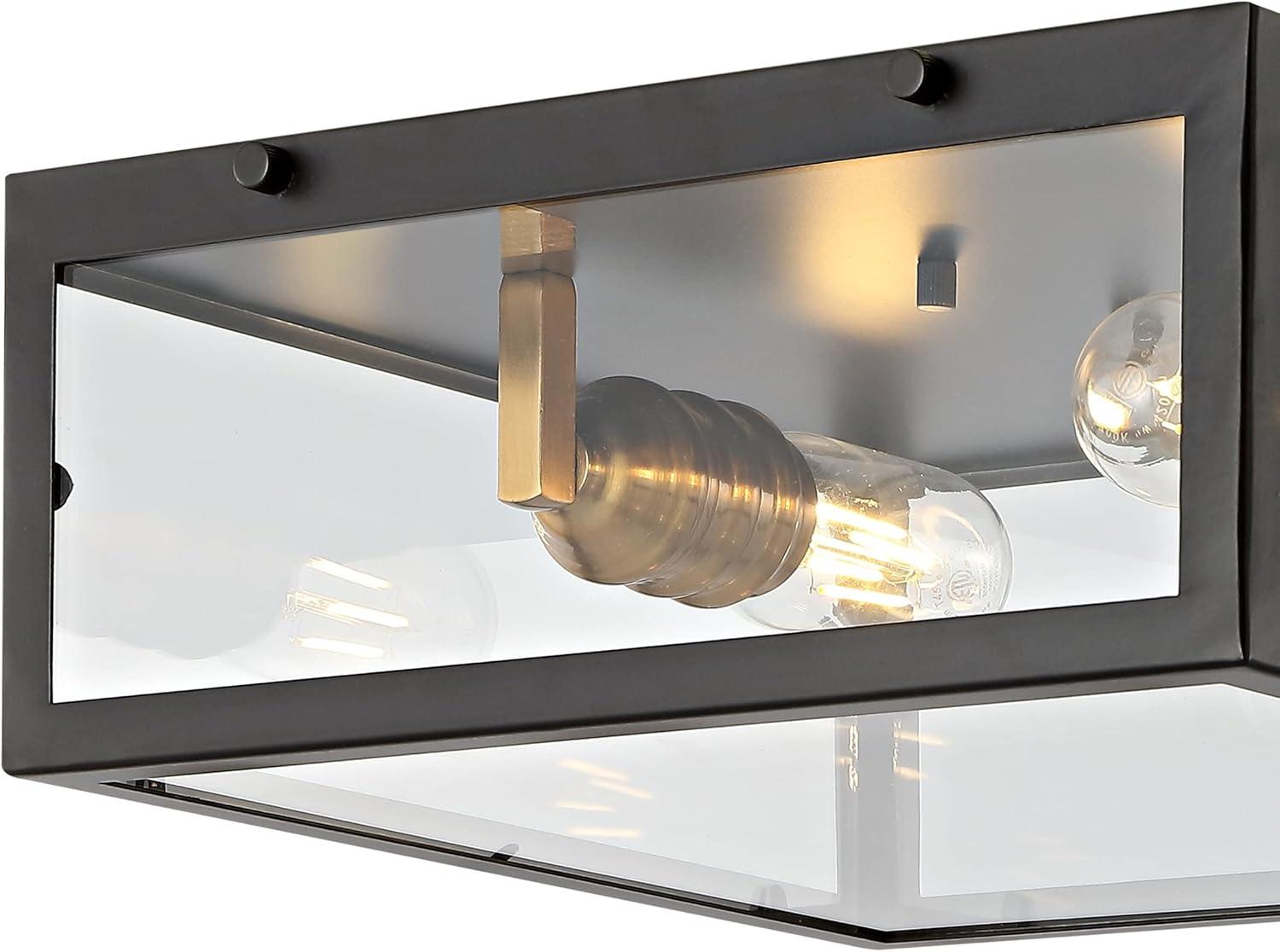 imageJONATHAN Y JYL9501C Grayson 12quot 2Light Bohemian Farmhouse IronGlass LED Flush Mount Transitional Rustic 2700K Cozy Warm Light Kitchen Hallway Bathroom Stairwell Entryway Foyer Brass GoldClearOil Rubbed BronzeBrass Gold