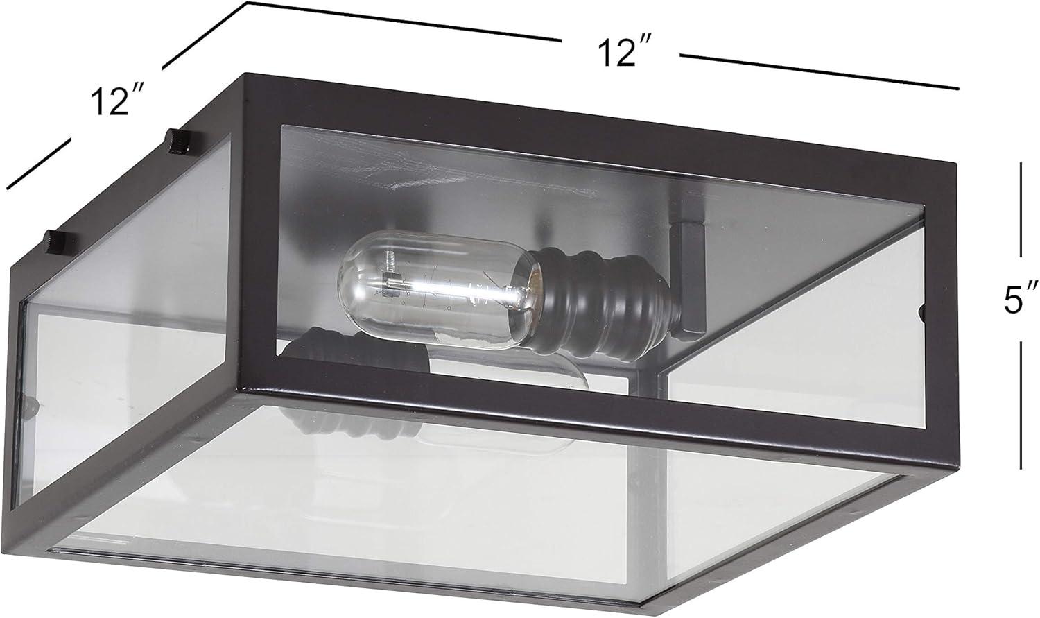 imageJONATHAN Y JYL9501C Grayson 12quot 2Light Bohemian Farmhouse IronGlass LED Flush Mount Transitional Rustic 2700K Cozy Warm Light Kitchen Hallway Bathroom Stairwell Entryway Foyer Brass GoldClearOilRubbed Bronze