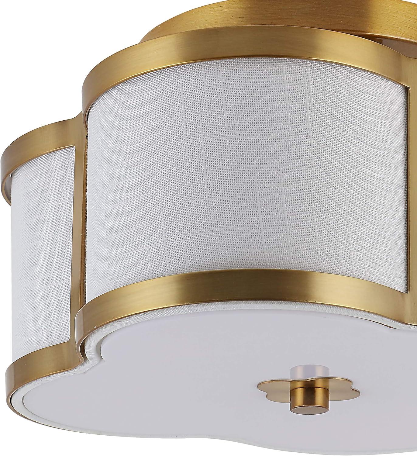 imageJONATHAN Y JYL9507B Quatrefoil Scalloped Shade Metal Classic LED Flush Mount Glam Dimmable for Kitchen Hallway Bathroom 2 Light Brass GoldBrass Gold