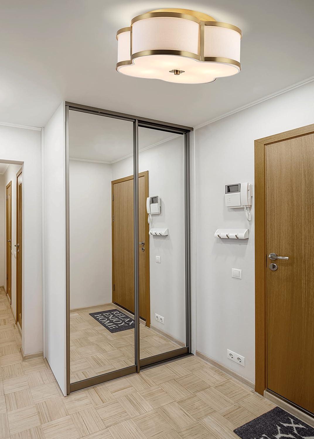 imageJONATHAN Y JYL9507B Quatrefoil Scalloped Shade Metal Classic LED Flush Mount Glam Dimmable for Kitchen Hallway Bathroom 2 Light Brass GoldBrass Gold