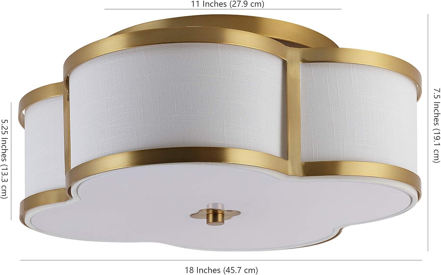 imageJONATHAN Y JYL9507B Quatrefoil Scalloped Shade Metal Classic LED Flush Mount Glam Dimmable for Kitchen Hallway Bathroom 2 Light Brass GoldBrass Gold