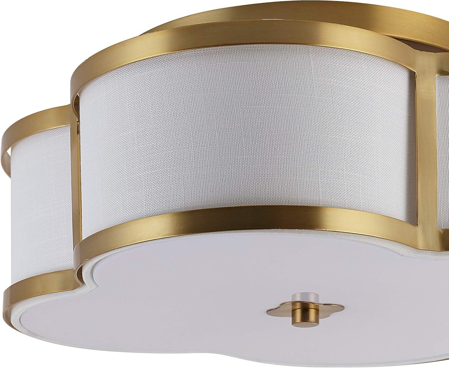 imageJONATHAN Y JYL9507B Quatrefoil Scalloped Shade Metal Classic LED Flush Mount Glam Dimmable for Kitchen Hallway Bathroom 2 Light Brass GoldBrass Gold