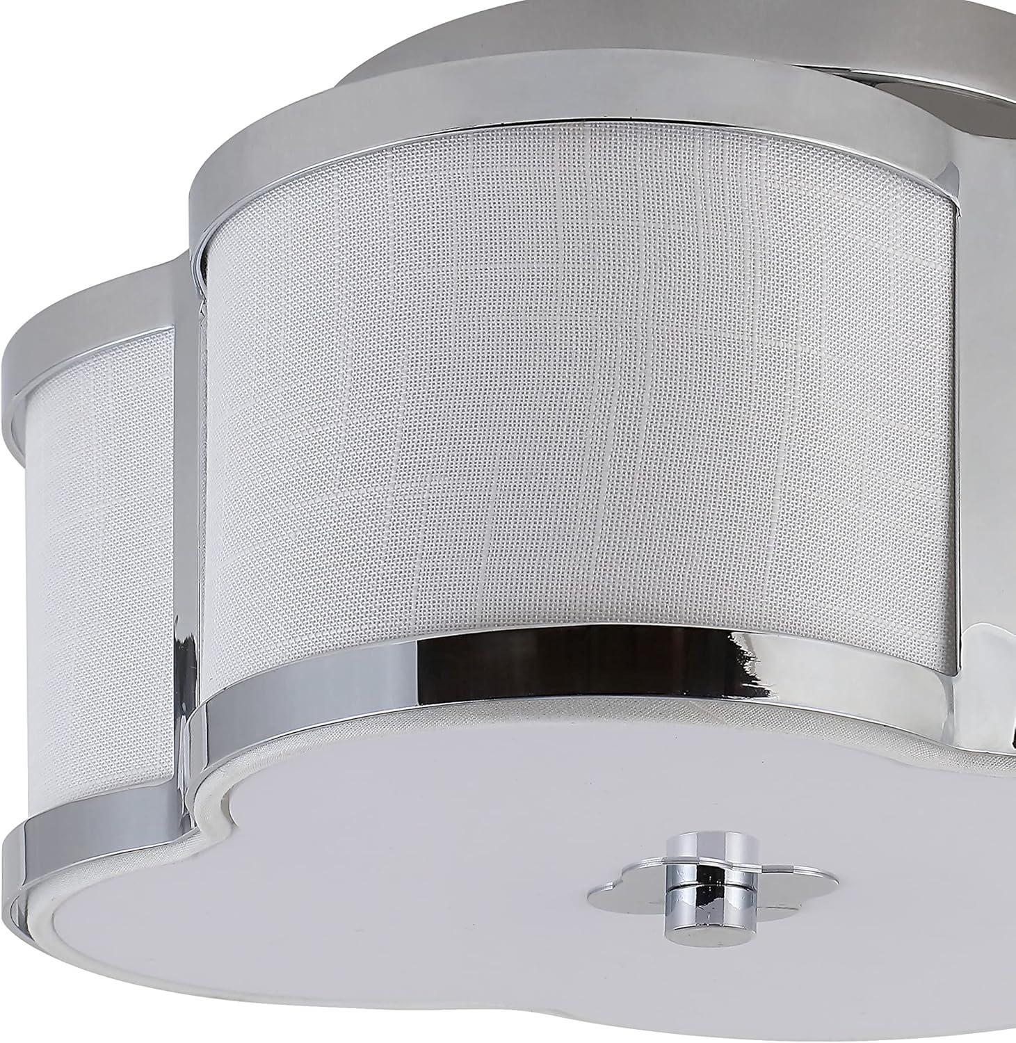 imageJONATHAN Y JYL9507B Quatrefoil Scalloped Shade Metal Classic LED Flush Mount Glam Dimmable for Kitchen Hallway Bathroom 2 Light Brass GoldChrome